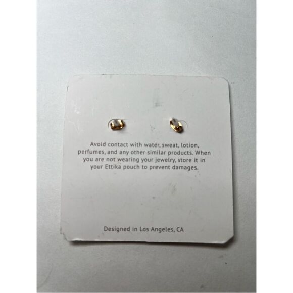 Ettika Women's 18k Gold Plated Cubic Zirconia Shine Crystal Stud Earrings NWT - Picture 5 of 6